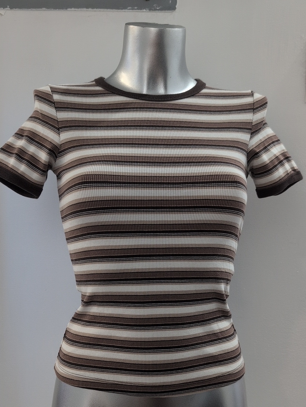 JJXX JXFrankie Striped Ribbed T-Shirt XS Coffee